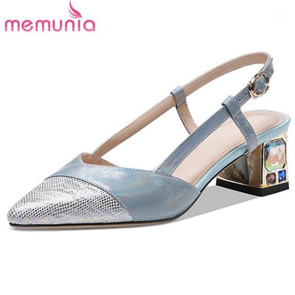 

big size 34-42 est women sandals genuine leather shoes pointed toe buckle summer square heel casual woman1, Black