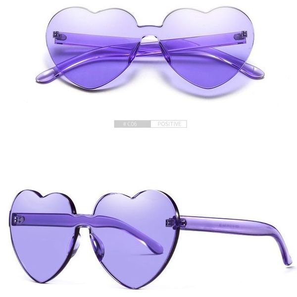 

fashion sunglasses frames peach heart love trendless frameless one piece dazzling color glasses, Black
