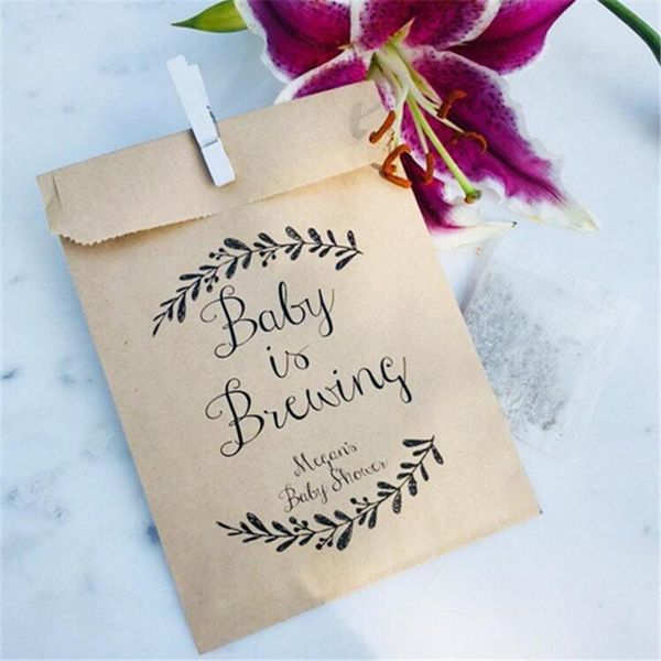 

gift wrap custom baby shower favor bags - is brewing bags printed on kraft brown paper