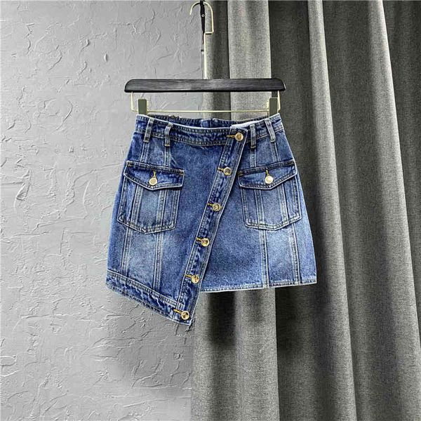 

skirts high street est designer fashion asymmetrical denim mini skirt ls1g, Black