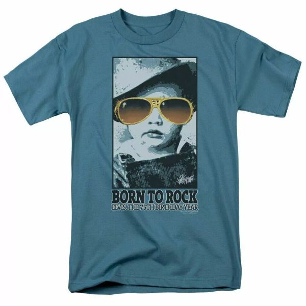 

Elvis Presley Born To Rock T Shirt Mens Licensed The King Tee Slate, White;black