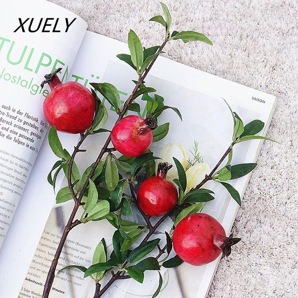 

decorative flowers & wreaths red pomegranate with leaves 1 bunch 2 fruit simulation diy wedding home living room dining table christmas deco