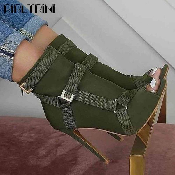 

sandals the big size 43 female solid zipper open toe sandals women stiletto high heel cool fashion shoes woman, Black