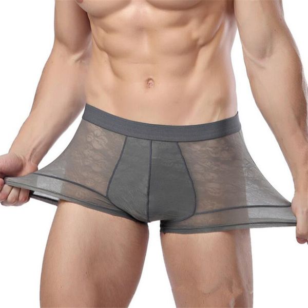 

men's boxer underwear bamboo fiber lace transparent boxer for male underwear shorts gift for a man panties men's bamboo, Black;white