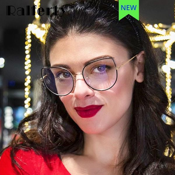 

sunglasses ralferty anti blue light glasses women's computer decorative cat's eye frame for women 2021 retro optic f95637, White;black
