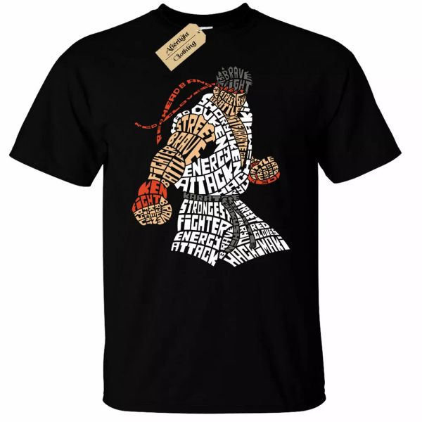 

hadouken t-shirt mens retro arcade fighter game ryu, White;black
