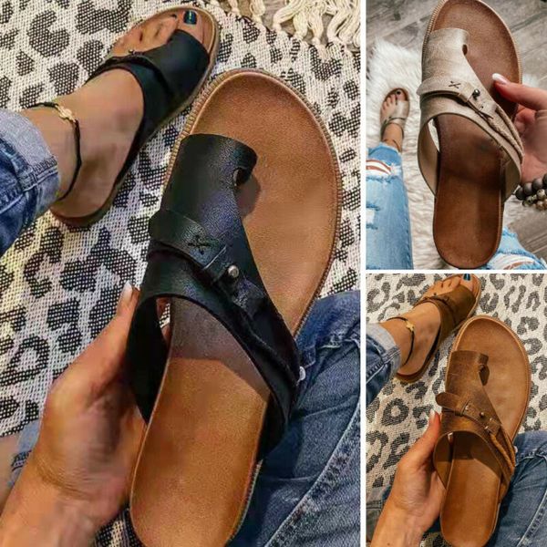 

luxury slippers large size toe flat bottom leisure clip slipper's sho, Black