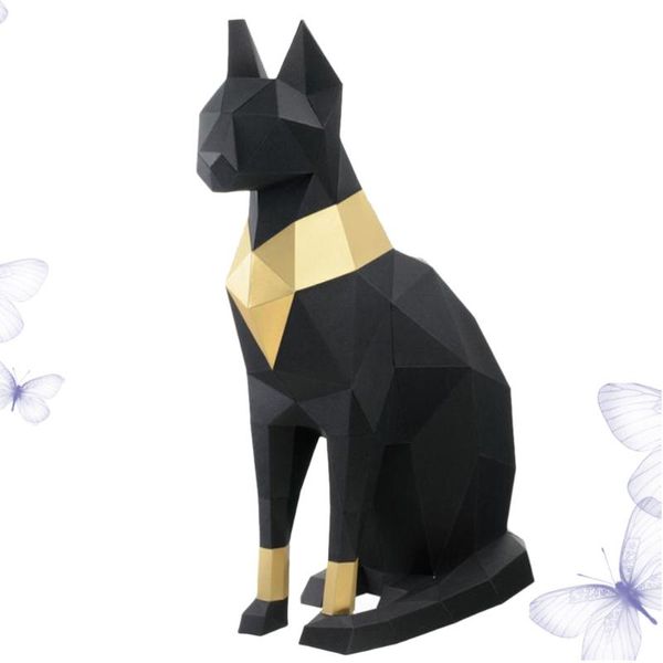 

decorative objects & figurines egyptian cat 3d stereoscopic paper model diy hand molded decoration ornaments toys three-dimensional geometri