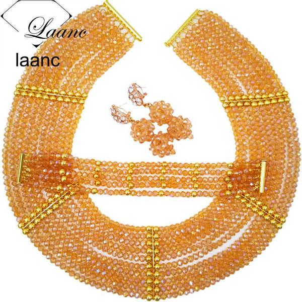 

earrings & necklace handmade gold ab crystal beaded costume nigerian african wedding beads jewelry necklaces set chk002, Silver