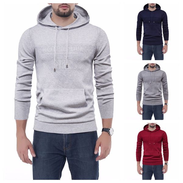 

Fashion Sweater Sku: M14 Men's Letter Hooded Coat (human Model), Black