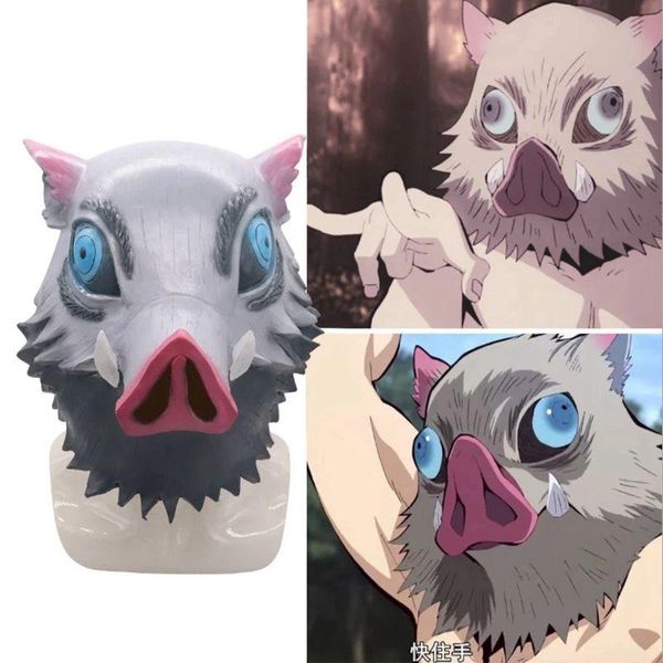 

other event & party supplies mÃ¡scara de cosplay para halloween anime demonio asesino accesorios inosuke-sombrero del lÃ¡tex hashibira kimetsu