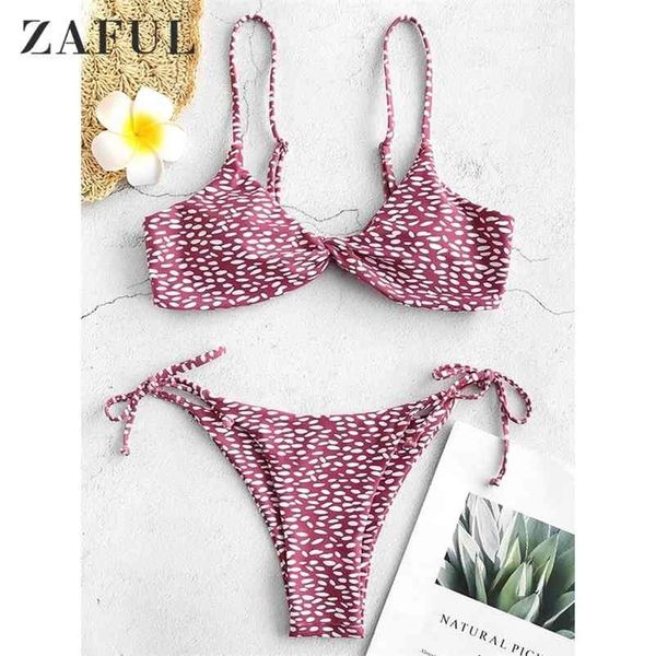 

print bikini spotted swimsuit women bikinis set padded bohemia swimwear summer beach spaghetti straps bathing suit 210621, White;black