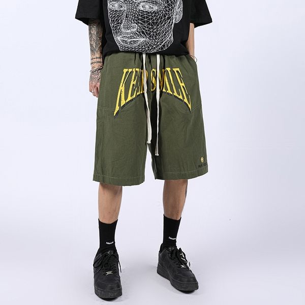 

men's shorts harajuku smiley letter embroidery casual summer mens and womens high street drawstring oversize baggy five point pant, White;black