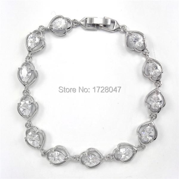 

fashion charms crystal bride wedding jewelry love gift women elegant heart zircon bracelet bangles link, chain, Black