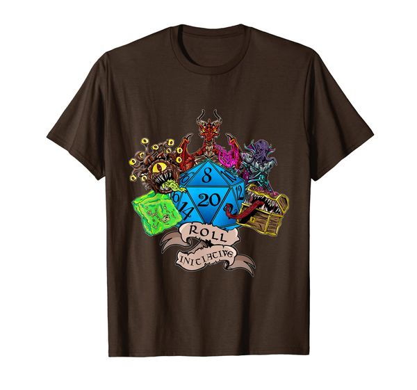 

roll initiative role-playing shirt, White;black