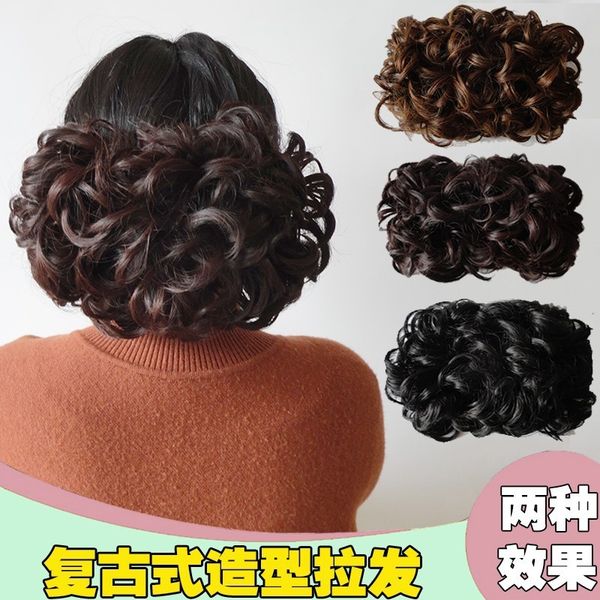 

puff with and hairpiece bun, Black