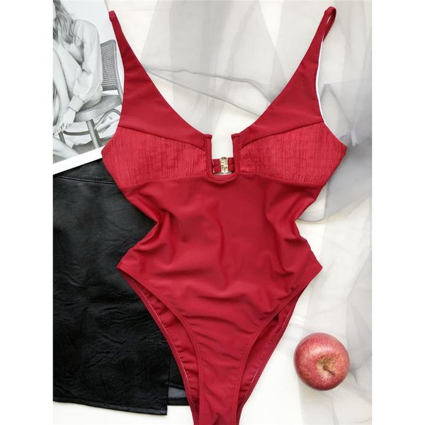 

one-piece suits 5 colors u neck high cut women swimwear one piece swimsuit female splicing monokini bather bathing suit swim lady y3201