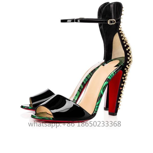 

sandals luxury platform clear women leather ladies high heels 8  12cm red bottom mules wedding party shoes pumps 35-44, Black