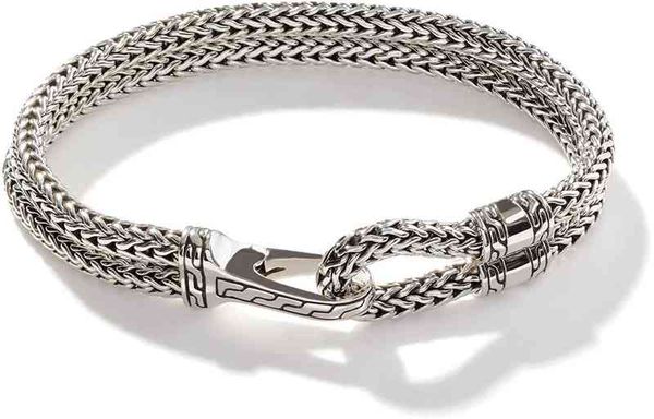 

john hardy men's classic chain silver hook stand bracelet 9mm, Black