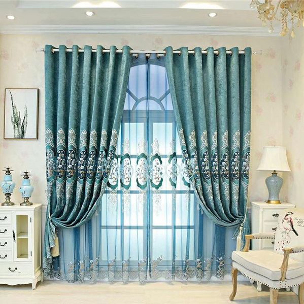 

curtain & drapes flower hollow embroidery tulle modern for living room and bedroom left right biparting open