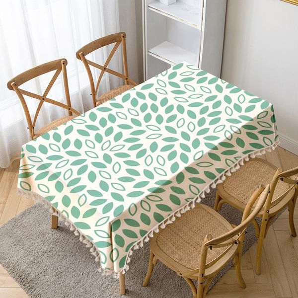 

table cloth green leaves printed tassel waterproof tablecloth thick rectangular manteles mesa nappe wedding dec tea cover