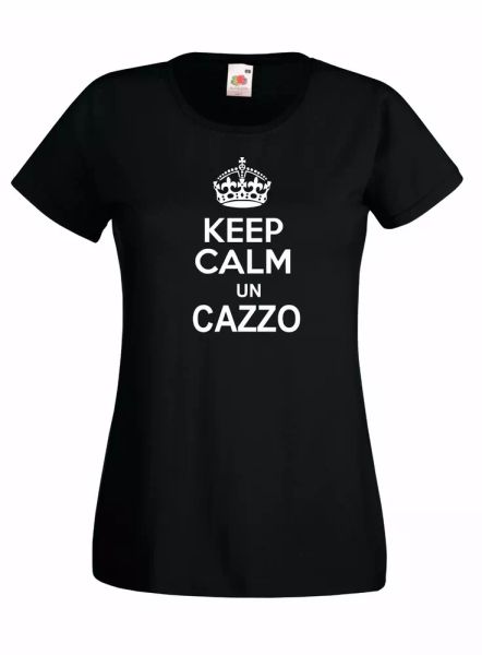 

t-shirt j1535 keep calm a cazzo funny stai calmo, White;black