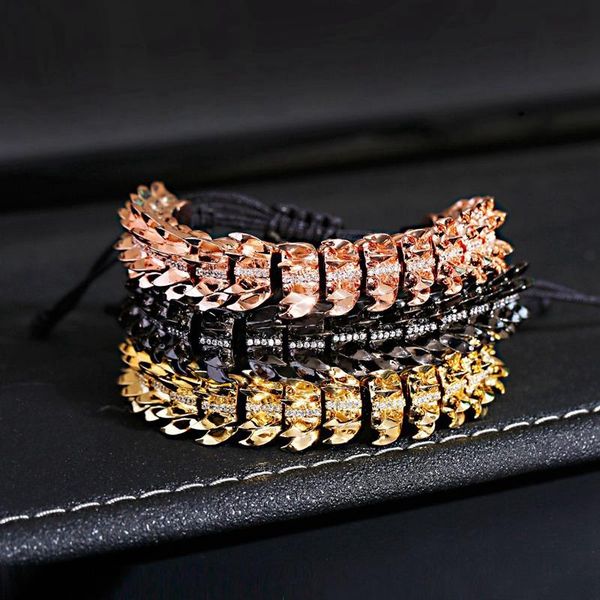 

beaded, strands classic luxury keel shape copper beads macrame men bracelets&bangles for women jewelry pulseira bileklik, Black