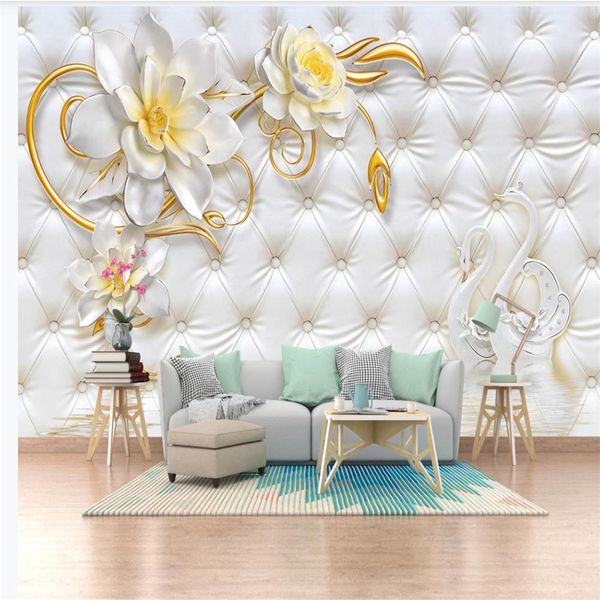 

p stereoscopic wallpaper 3d three-dimensional jewelry flower wallpapers home background wall