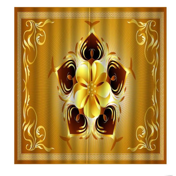 

custom curtain 3d golden flower pattern european style living room bedroom blackout home decor drapes sets &