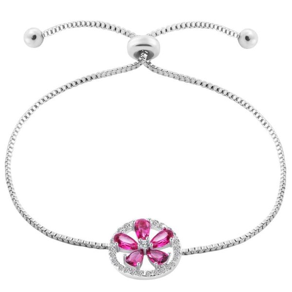 

adjustable flower cz bracelets classic design multicolor bangle link, chain, Black