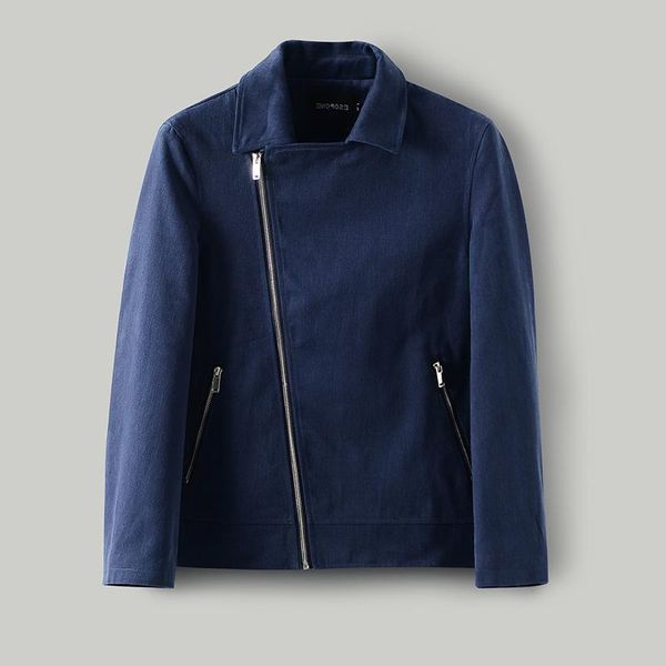 

men's jackets lapel coat short diagonal zipper motorcycle jacket, Black;brown