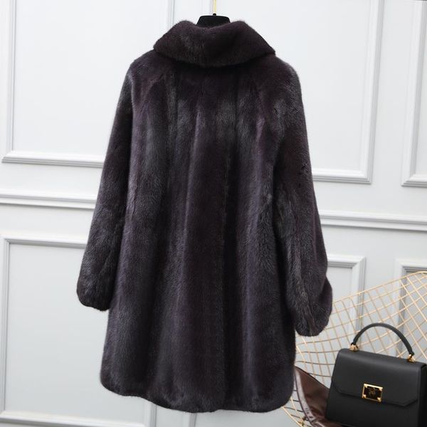 

women's fur & faux real mink coat female luxury natural jackets 2021 winter jacket women warm long coats korean outwear my3682, Black