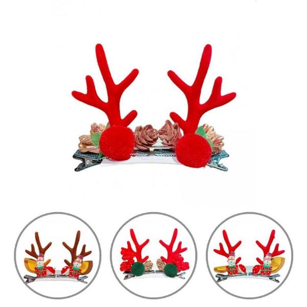 

hair accessories 1 pair pin eye-catching fabric perfect gifts christmas deer ear clip for teen, Slivery;white