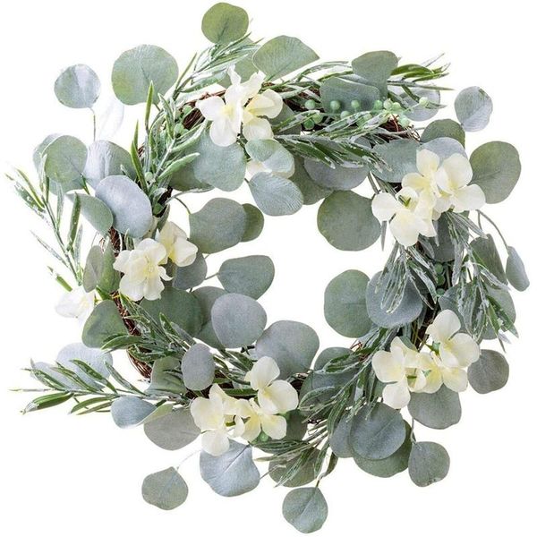 

decorative flowers & wreaths 17 inch eucalyptus greenery wreath spring door farmhouse garland plastic for front wedding wall