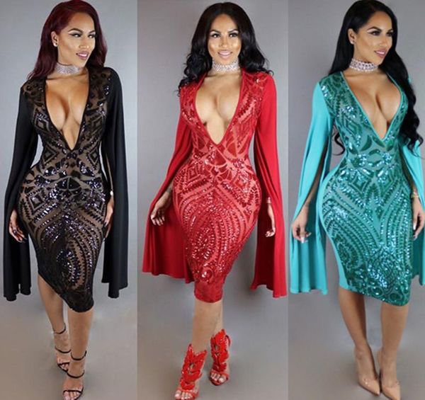 

casual dresses women's deep v glitter sequin dress slim bodycon spring summer sparkly night club nightclub party vestidos female plus s, Black;gray