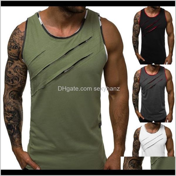 

underwear apparel drop delivery 2021 summer mens tank sleeveless bodybuilding gym vest singlet hole fitness muscle tee shirt homme m, White;black