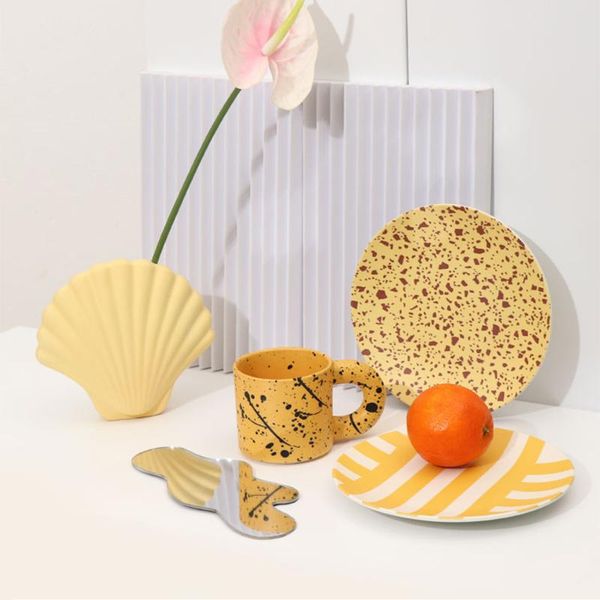 

dishes & plates bamboo fiber plate hand-painted dinner environmentally friendly biodegradable material tray portable picnic kid tableware