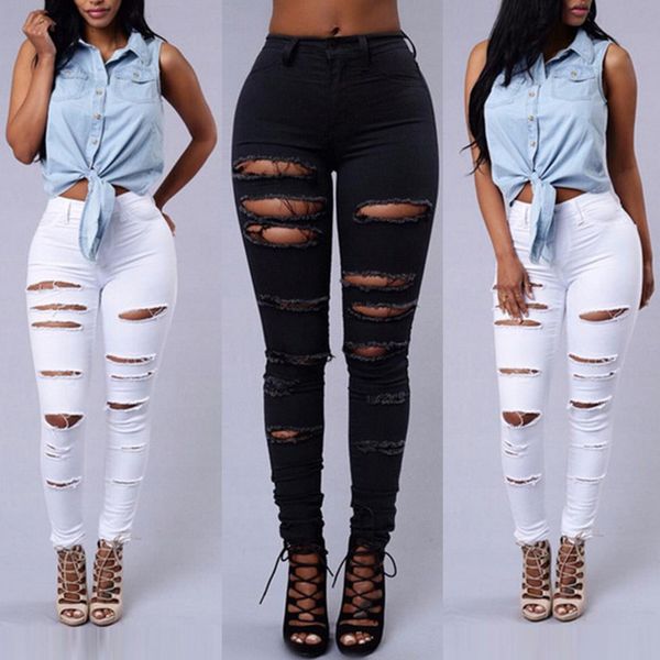 

Fashion Jeans for Women Stretch Holed Jeans Women' Leggings, White