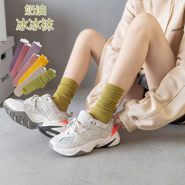 

hosiery socks children summer korean ice candy color pile veet socks, Black;white