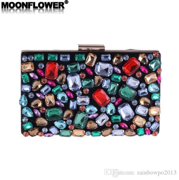 

factory wholesale women bag super flash diamond holding dinner handbag handmade hard box chain bags banquet nightclub colorful diamonds hold