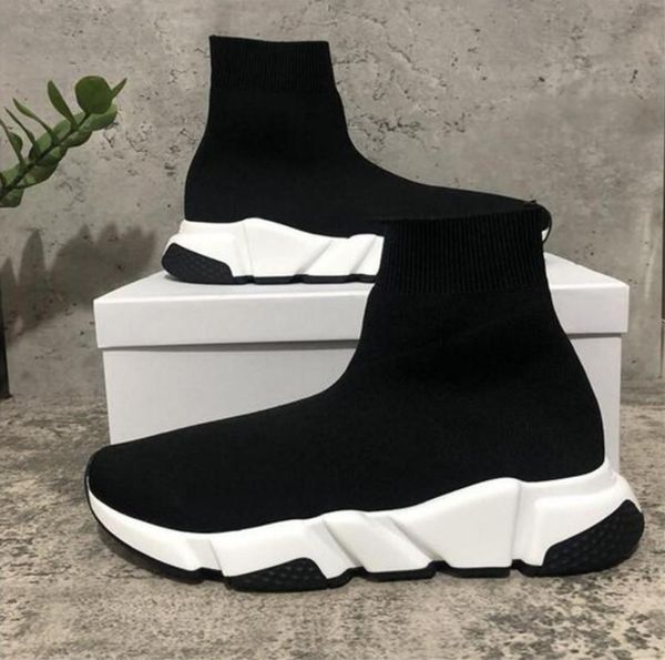 

paris mens womens casual shoes speed trainers knit sock white black khaki watermark balencaiga sneakers shoes size 36-45