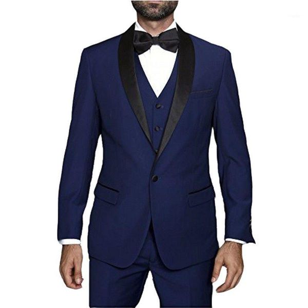

men's suits & blazers handsome navy blue shawl collar groom tuxedos slim fits evening dress toast business (jacket+pants+vest+tie) w:12, White;black