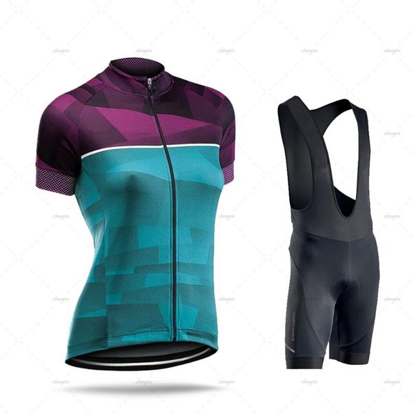 

racing sets women cycling clothing short sleeve set shirt summer mtb suit race bike road bib pad gel shorts kit, Black;blue