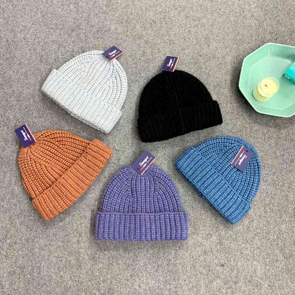 

factory wholesale 50% off trendy winter wool hat travel shopping melon skin warm aging light board knitted mori cold, Blue;gray