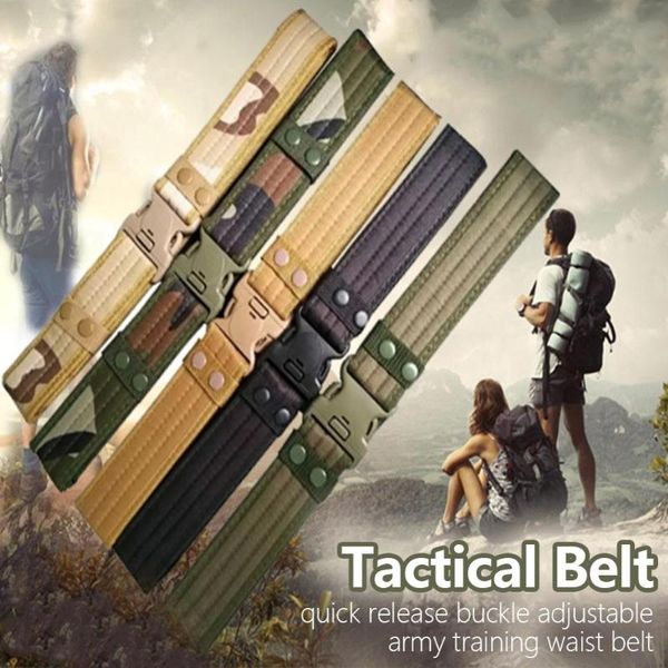 

inch military tactical belt durable canvas material hunting outdoor utility adjustable waistband waist support, Black;gray