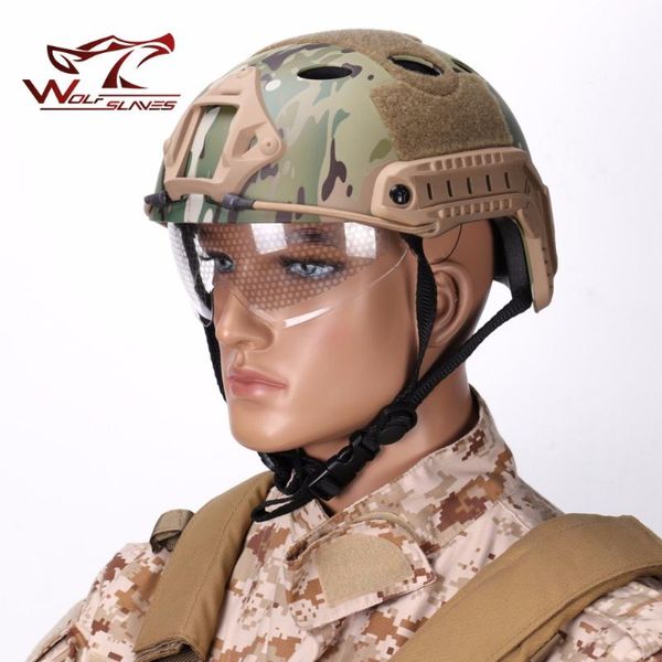 

motorcycle military tactical helmet cap with goggles outdoor hats, Black;white