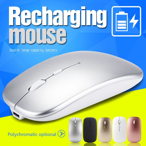 Ultra-fino silencioso silencioso camundongos de notebook opto-eletrônico escritório doméstico 2.4g sem fio recarregável recarregável mouse trabalho