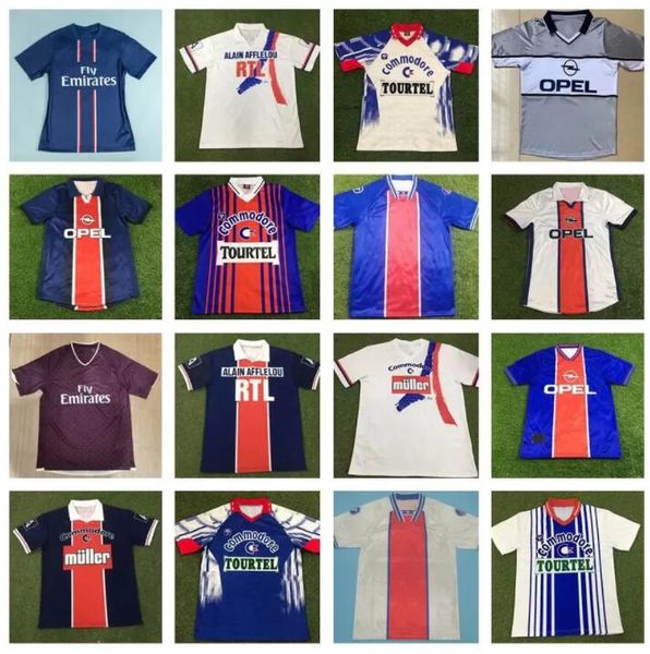 

retro maillots de football paris soccer jersey 1990 1991 1992 1993 1994 1995 1996 1998 1999 rat guerin 90 91 92 93 94 95 96 98 99 home blue, Black;yellow
