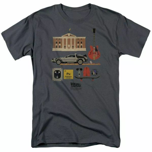 

back to the future items t shirt mens licensed retro movie tee charcoal, White;black
