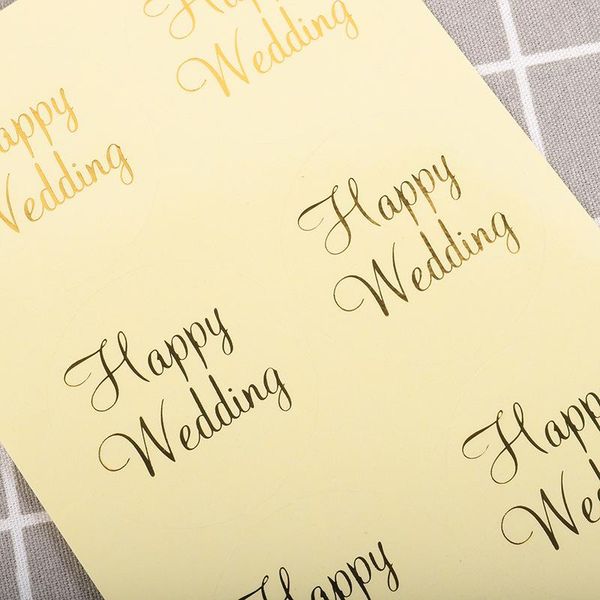 

gift wrap 30pcs metallic gold happy wedding round stickers transparent self-adhesive seal labels bridal party scrapbook decor 6cm